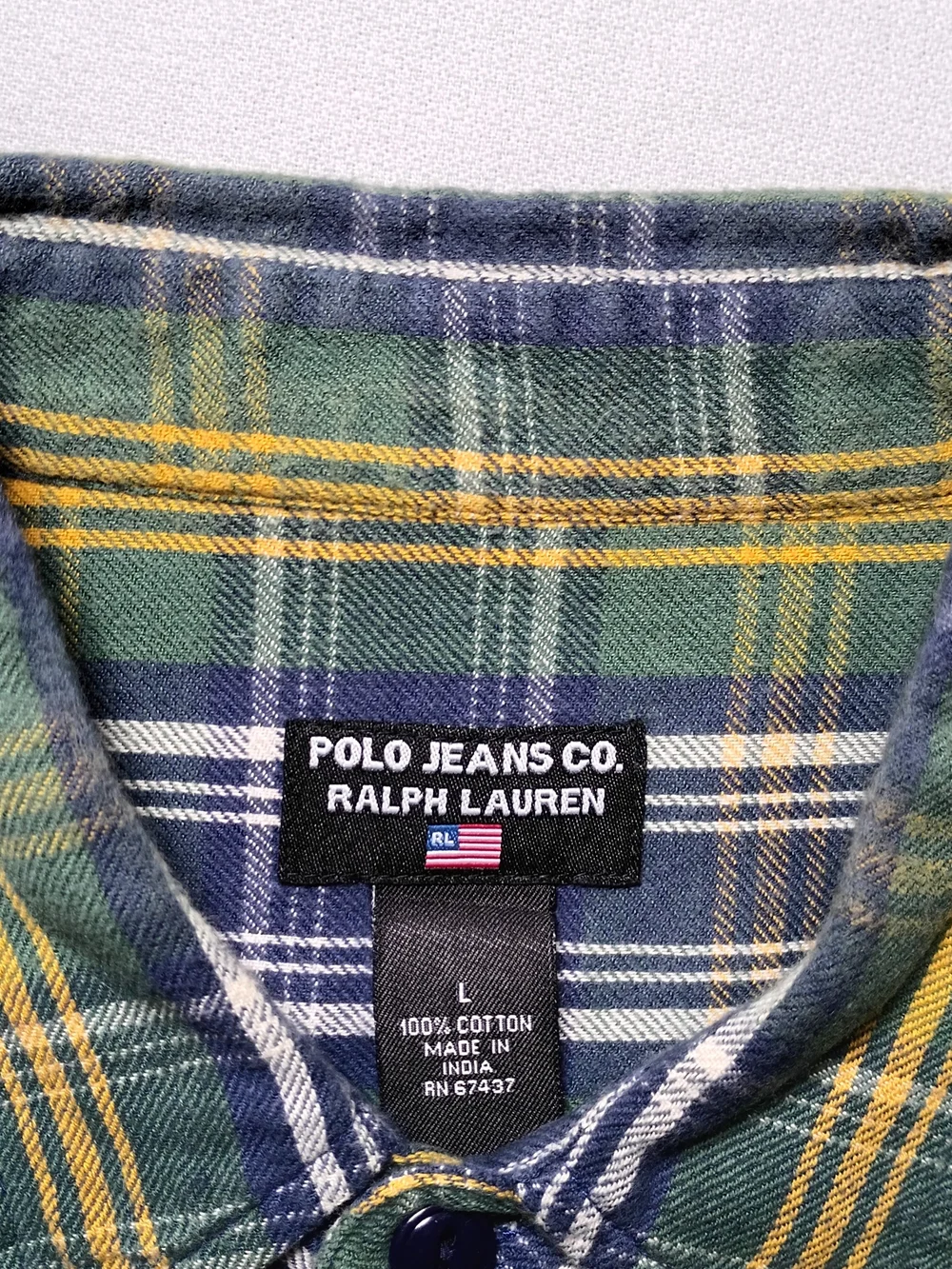 Vintage Polo Jeans Ralph Lauren Mens Oversized Flannel Shirt Large Plaid